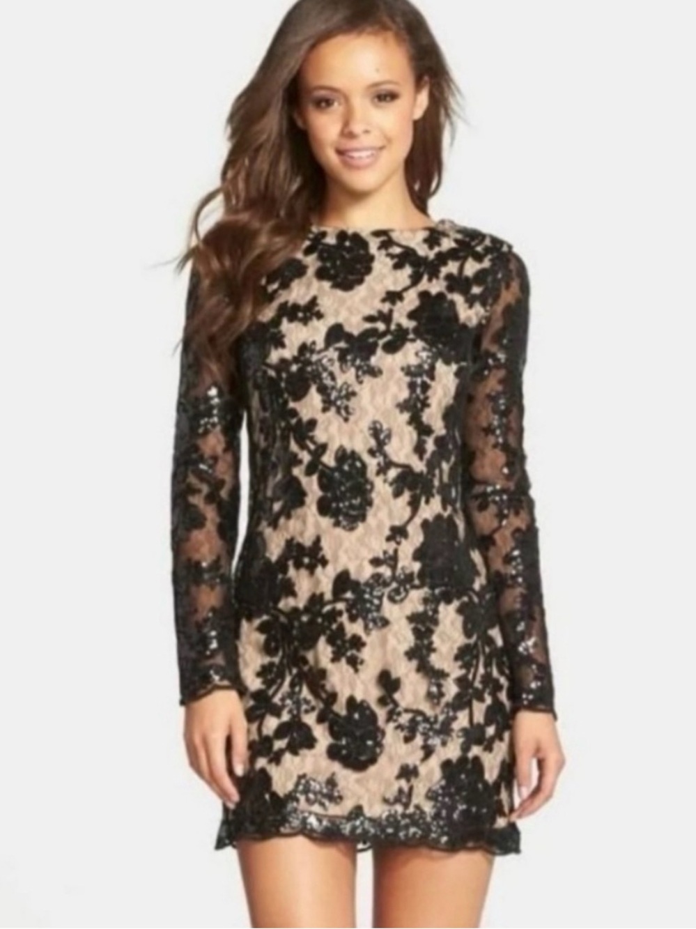Dress the Population Lace/Sequin Cocktail Dress - Sz S